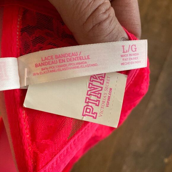 Lace Bandeau Bra Wireless Pullover Hot Pink Large PINK Victoria's Secret NWT - Picture 3 of 3